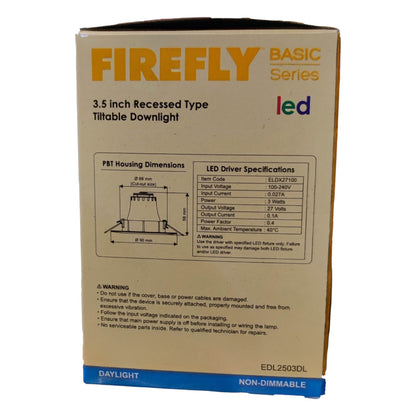 Firefly 3.5 Inches LED Downlight Swivel Type Round 220V Tiltable Available in Daylight and Warm White 3W or 5W EDL2505 EDL2503