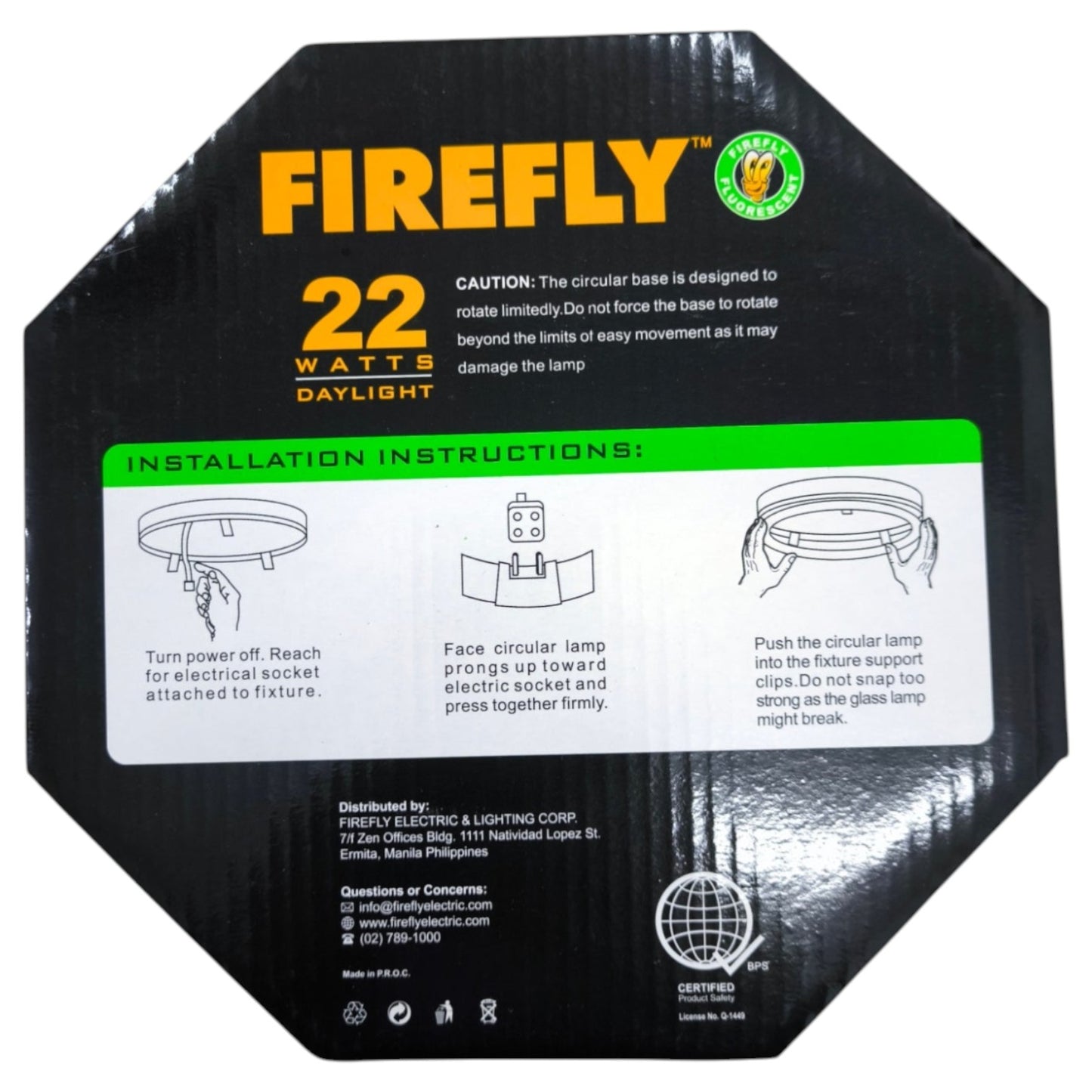 Firefly 22W Circular Lamp Fluorescent Tube G10q Daylight 6500K FC22/T9