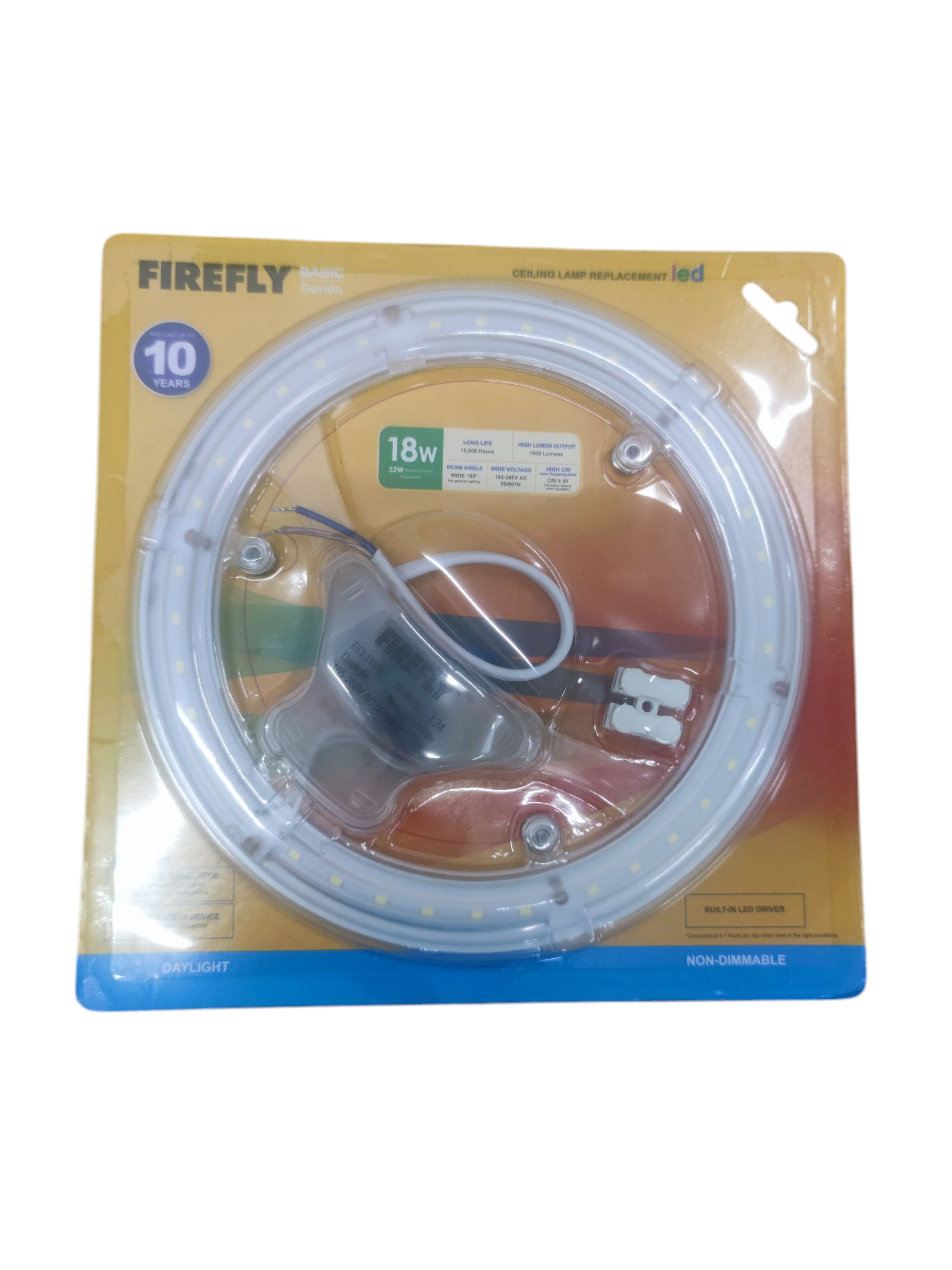 Firefly daylight circular LED replacement bulb kit with 18W power in sealed retail packaging