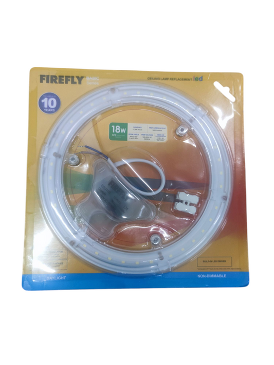 Firefly daylight circular LED replacement bulb kit with 18W power in sealed retail packaging