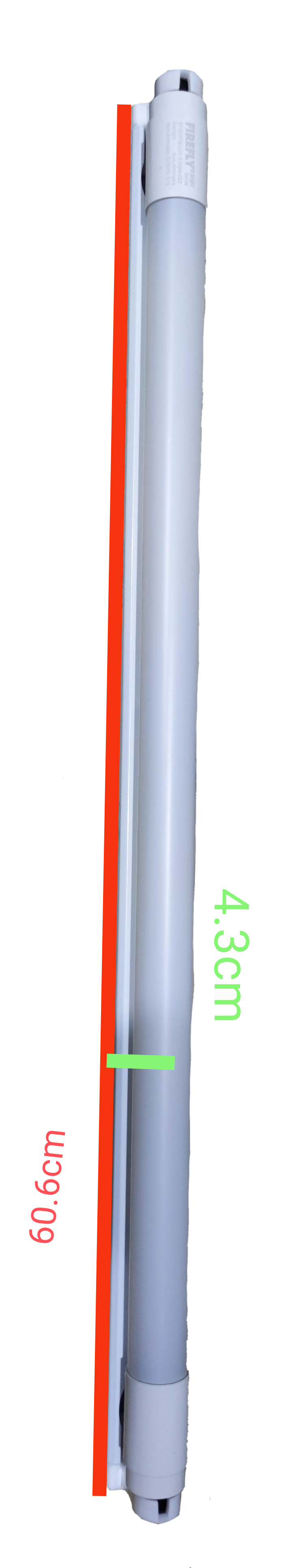 Firefly T8 LED tube light with fixture 220V shown in a sleek design and size dimensions
