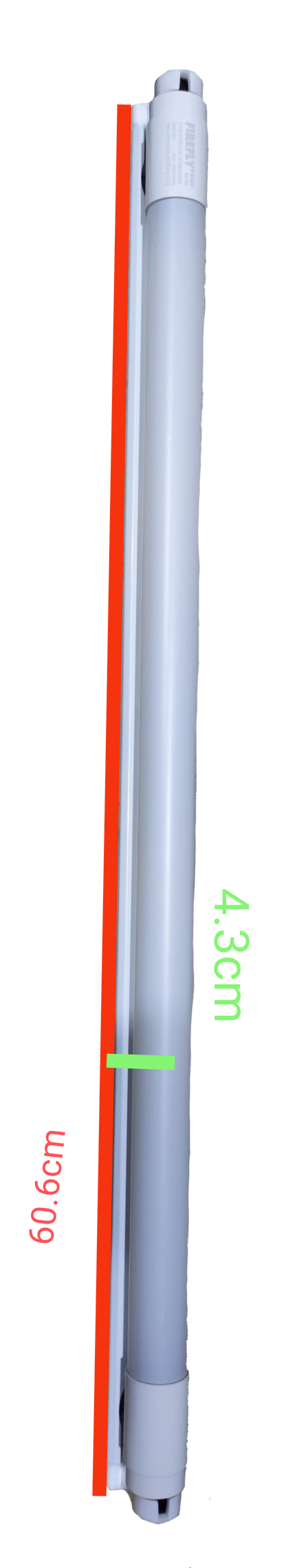 Firefly T8 LED tube light with fixture 220V shown in a sleek design and size dimensions