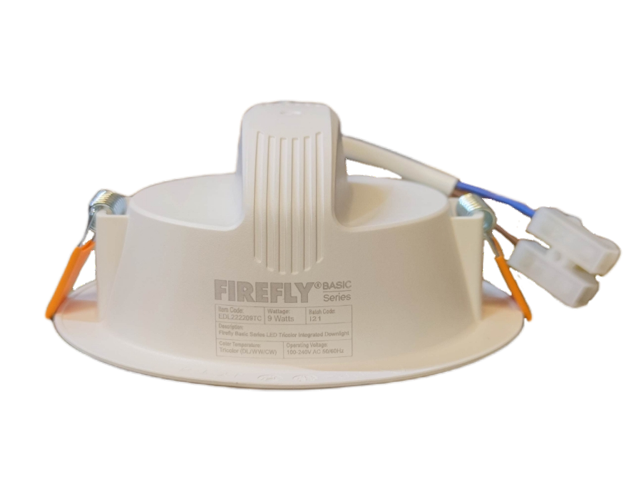 Firefly Tri Color LED Downlight 9W 220V with a sleek design for versatile ceiling illumination