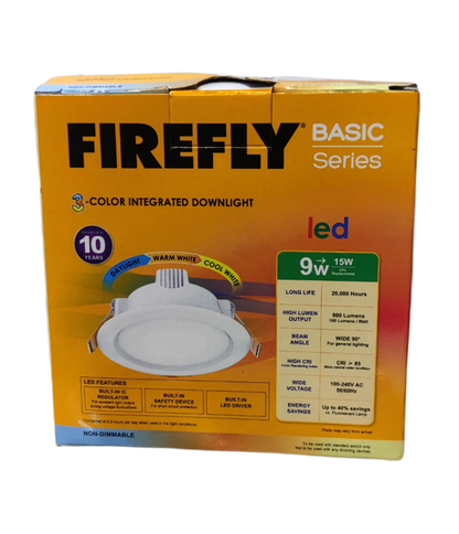 Firefly Basic Series Tri Color LED Downlight 9W 220V with long life and adjustable colors
