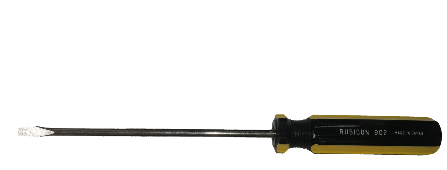 Rubicon Flat Head Screw Driver 902 125mm with black and yellow handle for precision tasks