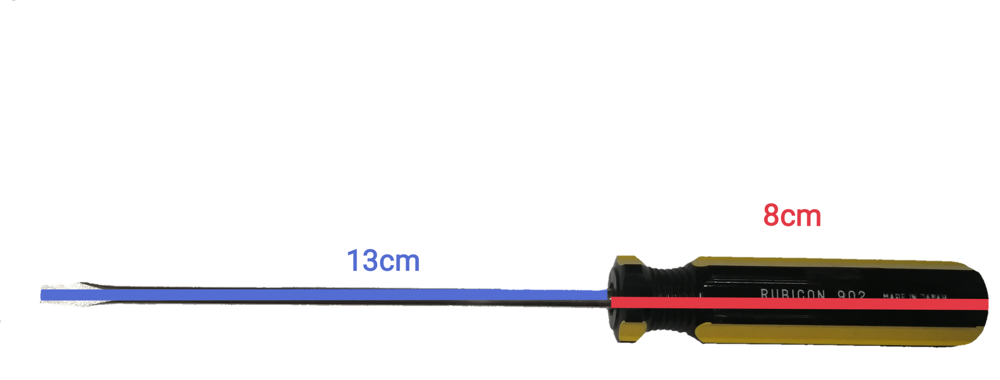 Rubicon Flat Head Screw Driver 902 125mm with black and yellow handle and blue steel shaft