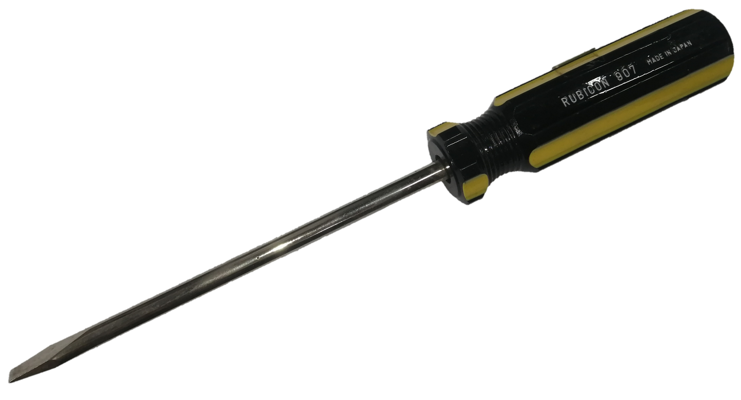 Rubicon Flat Head Screw Driver 907 125mm with black and yellow handle for precise manual tasks