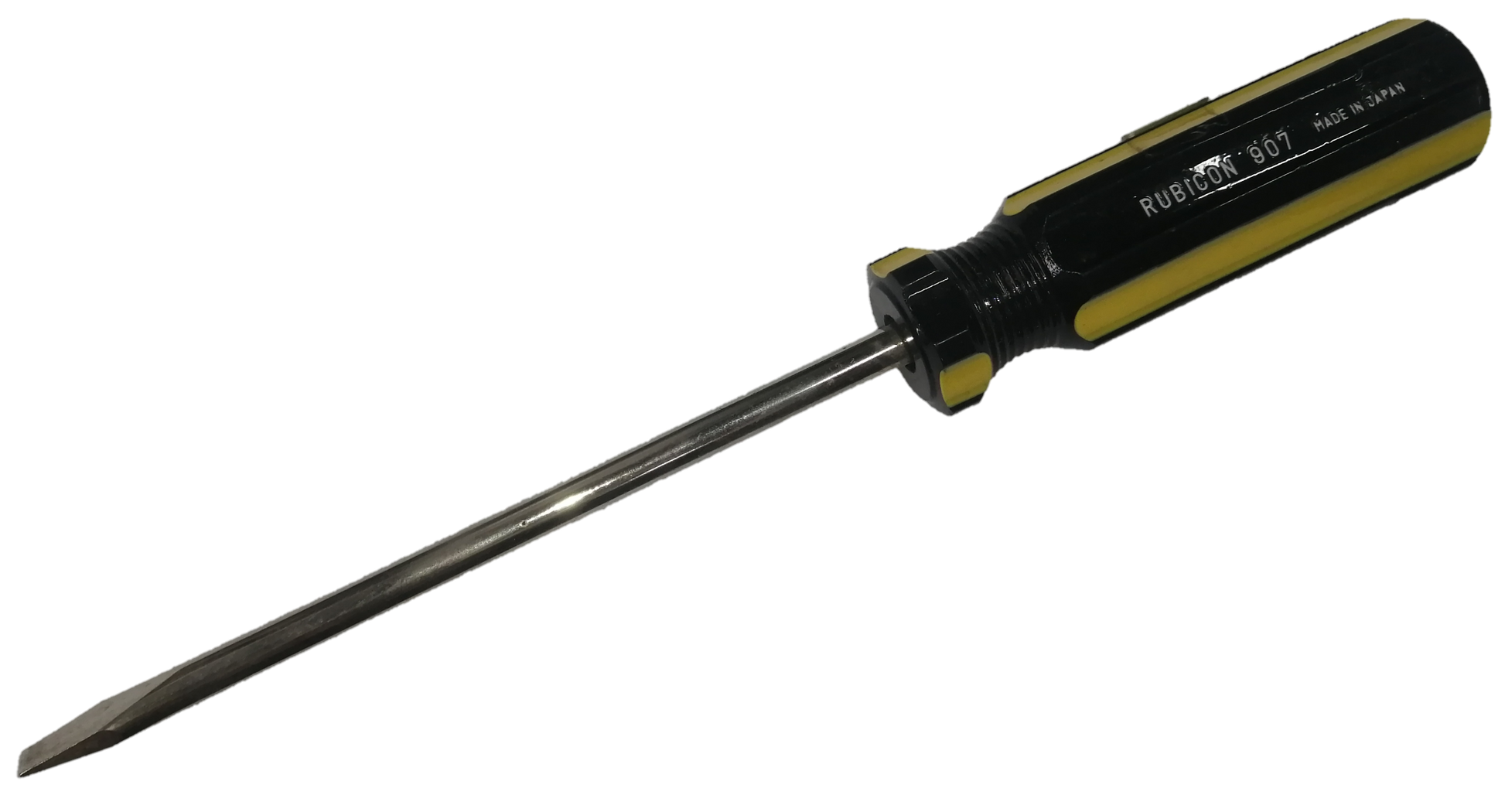 Rubicon Flat Head Screw Driver 907 125mm with black and yellow handle for precise manual tasks