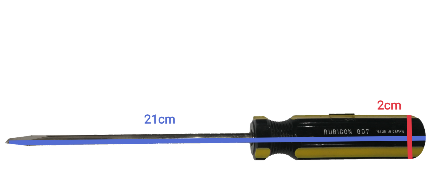 Rubicon Flat Head Screw Driver 907 125mm with black and yellow handle for precise fastening
