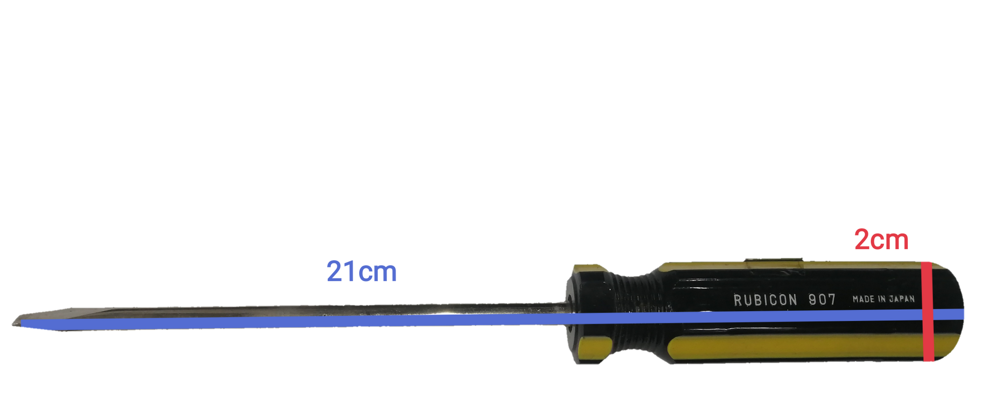 Rubicon Flat Head Screw Driver 907 125mm with black and yellow handle for precise fastening