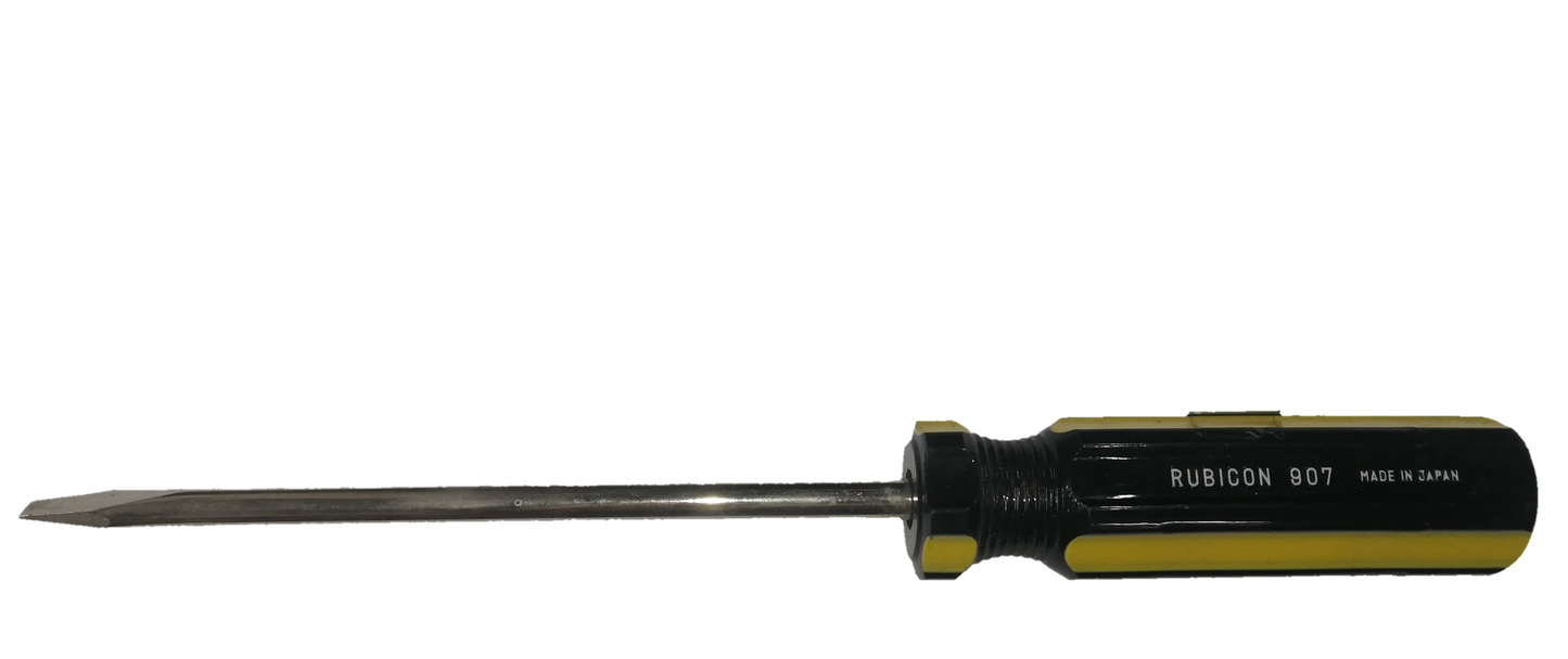 Rubicon Flat Head Screw Driver 907 125mm with black and yellow ergonomic handle