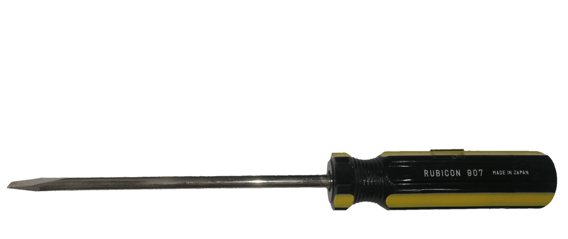 Rubicon Flat Head Screw Driver 907 125mm with black and yellow ergonomic handle
