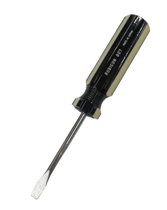 Rubicon Flat Head Screw Driver 907 75mm with black handle and metal shaft for precision tasks