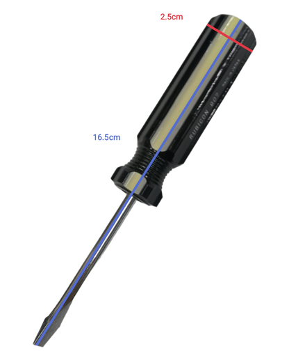 Rubicon Flat Head Screw Driver 907 75mm with black ergonomic handle and steel blade