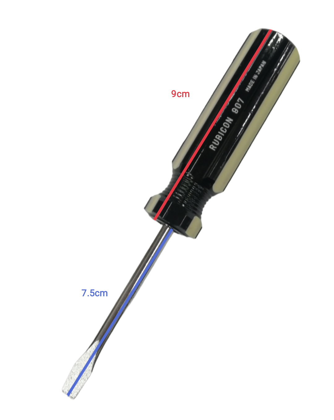 Rubicon Flat Head Screw Driver 907 75mm with black and beige handle for precision fastening