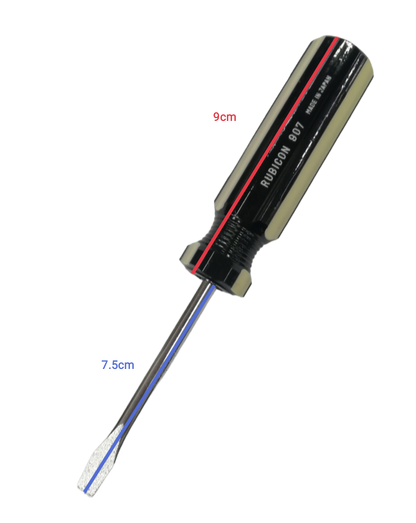 Rubicon Flat Head Screw Driver 907 75mm with black and beige handle for precision fastening