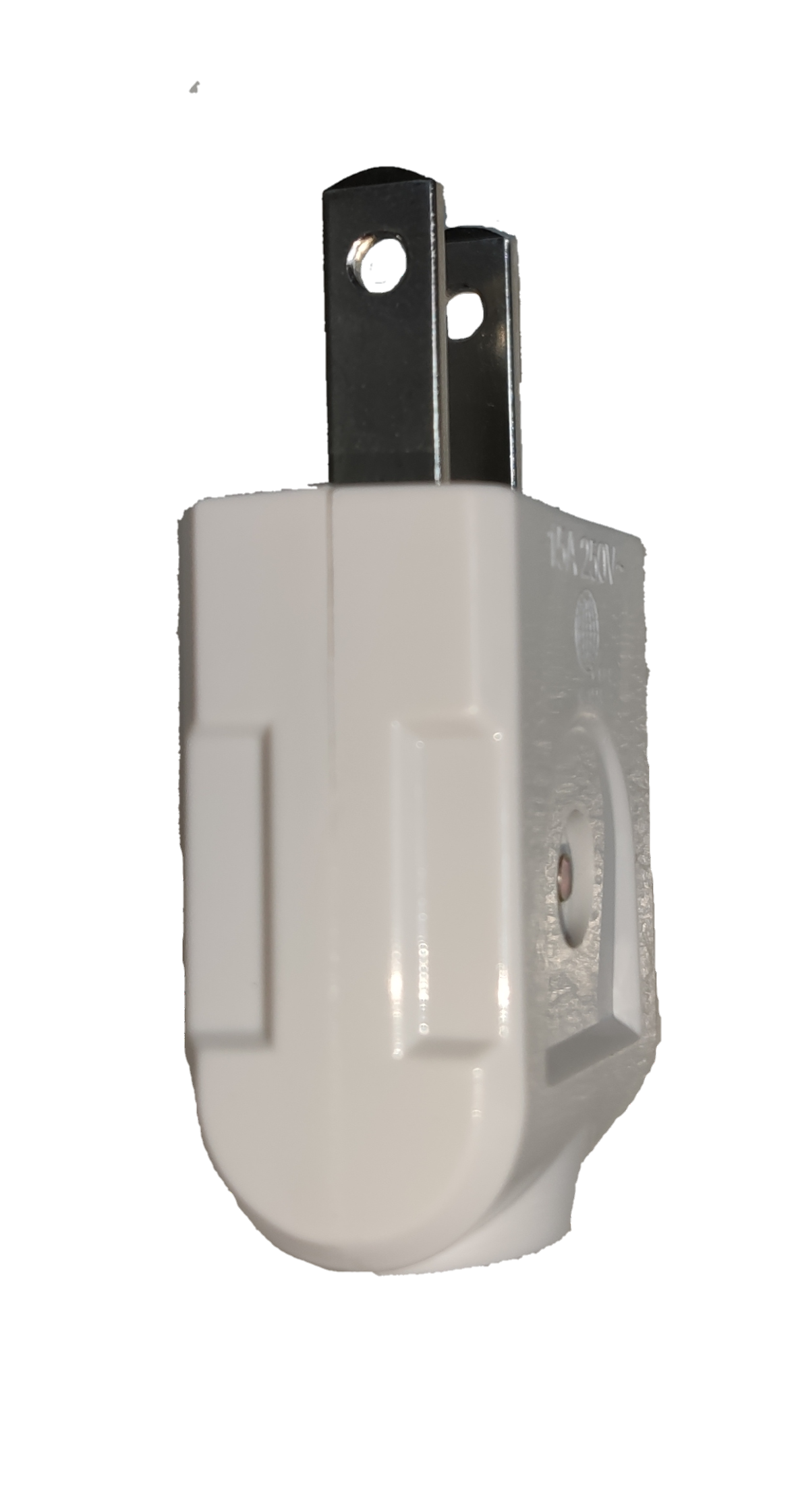 Omni 15A 250V flat pin electrical plug in white with durable plastic design for safe connections