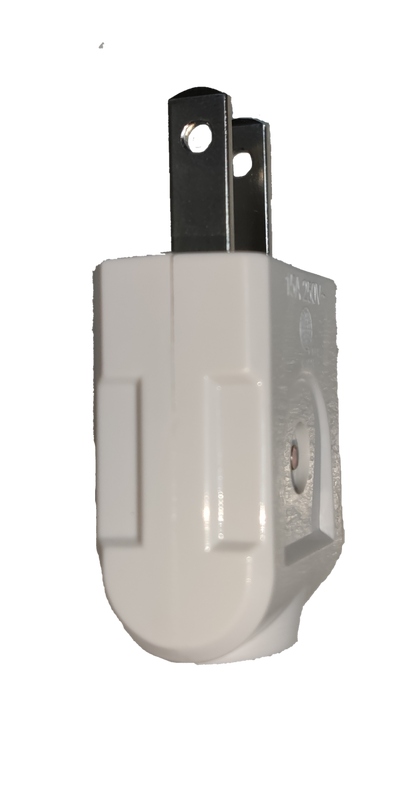 Omni 15A 250V flat pin electrical plug in white with durable plastic design for safe connections