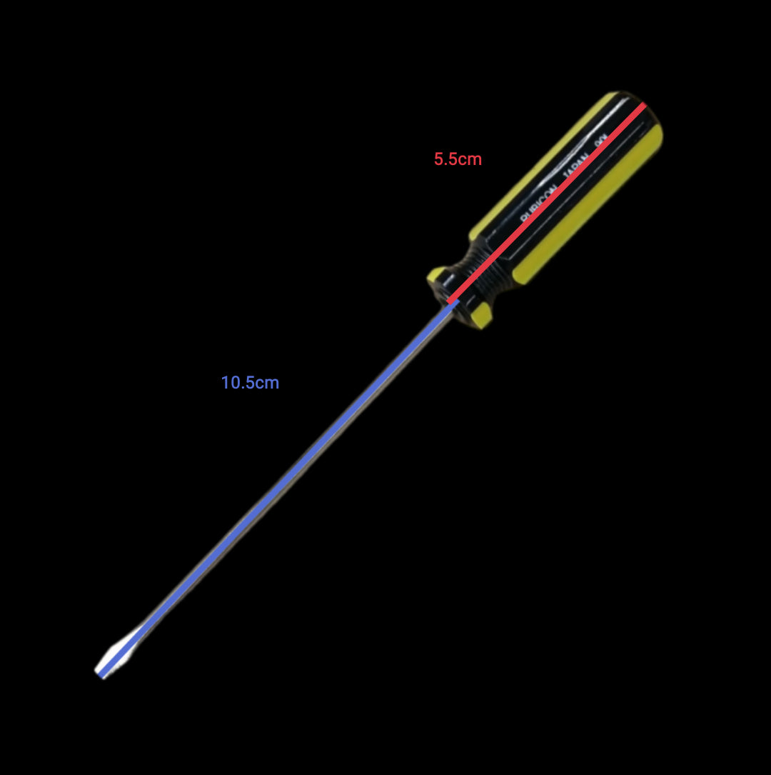 Rubicon Flat Screw Driver 901 100mm with yellow black ergonomic handle and metal shaft