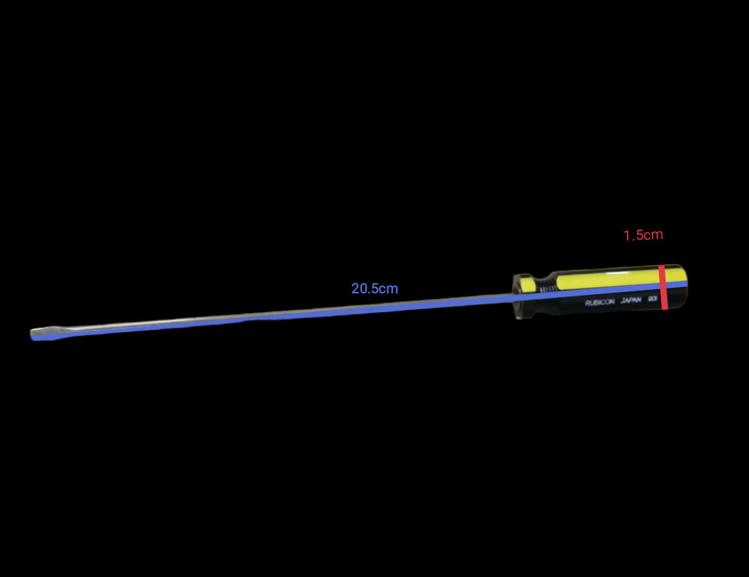 Rubicon Flat Screw Driver 901 150mm with black and yellow handle and flat blade tip