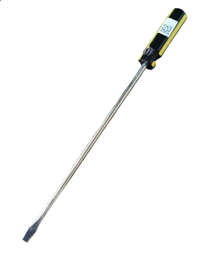 Rubicon Flat Screw Driver 906 300mm with black and yellow ergonomic handle and long metal shaft