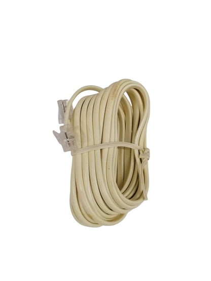 Beige flat telephone line cord with clear connectors for landline phones from China
