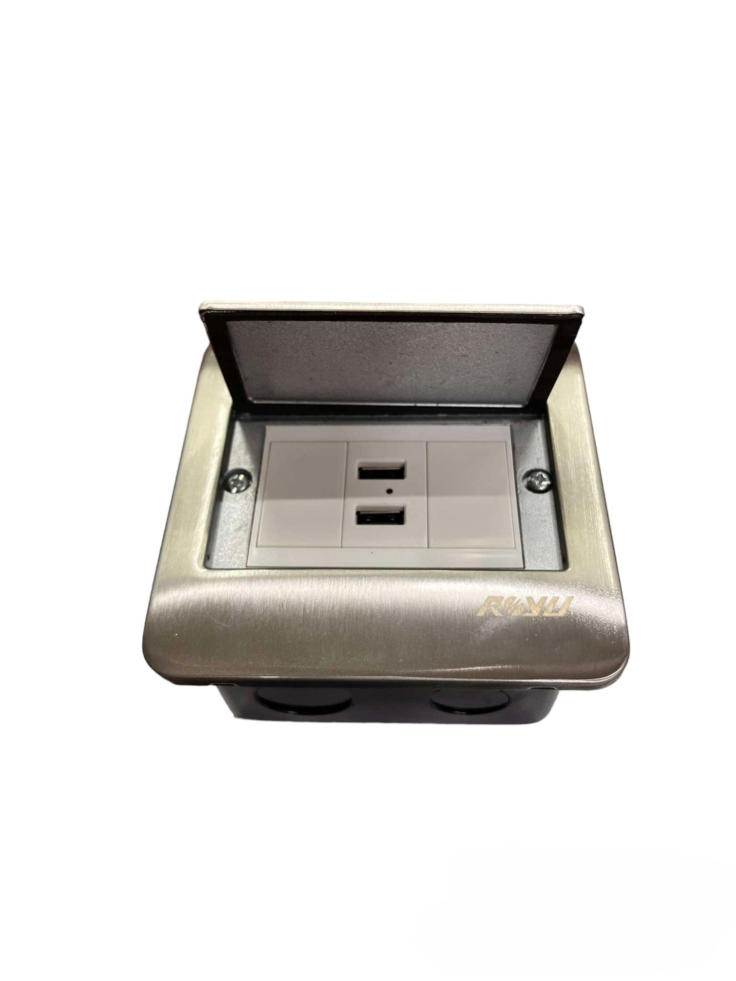 Royu Floor Outlet 2 Port USB Outlet 2100mAh with stainless steel cover and dual USB ports