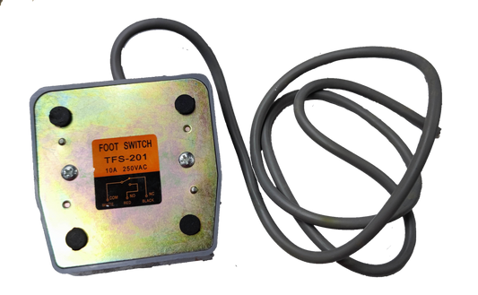 China-made Foot Switch 10A 250V with metal base and attached cable for power control