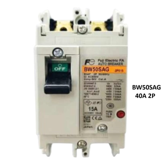 white Fuji MCCB 40A MCCB 2 Pole molded case circuit breaker with black handle BW50SAG
