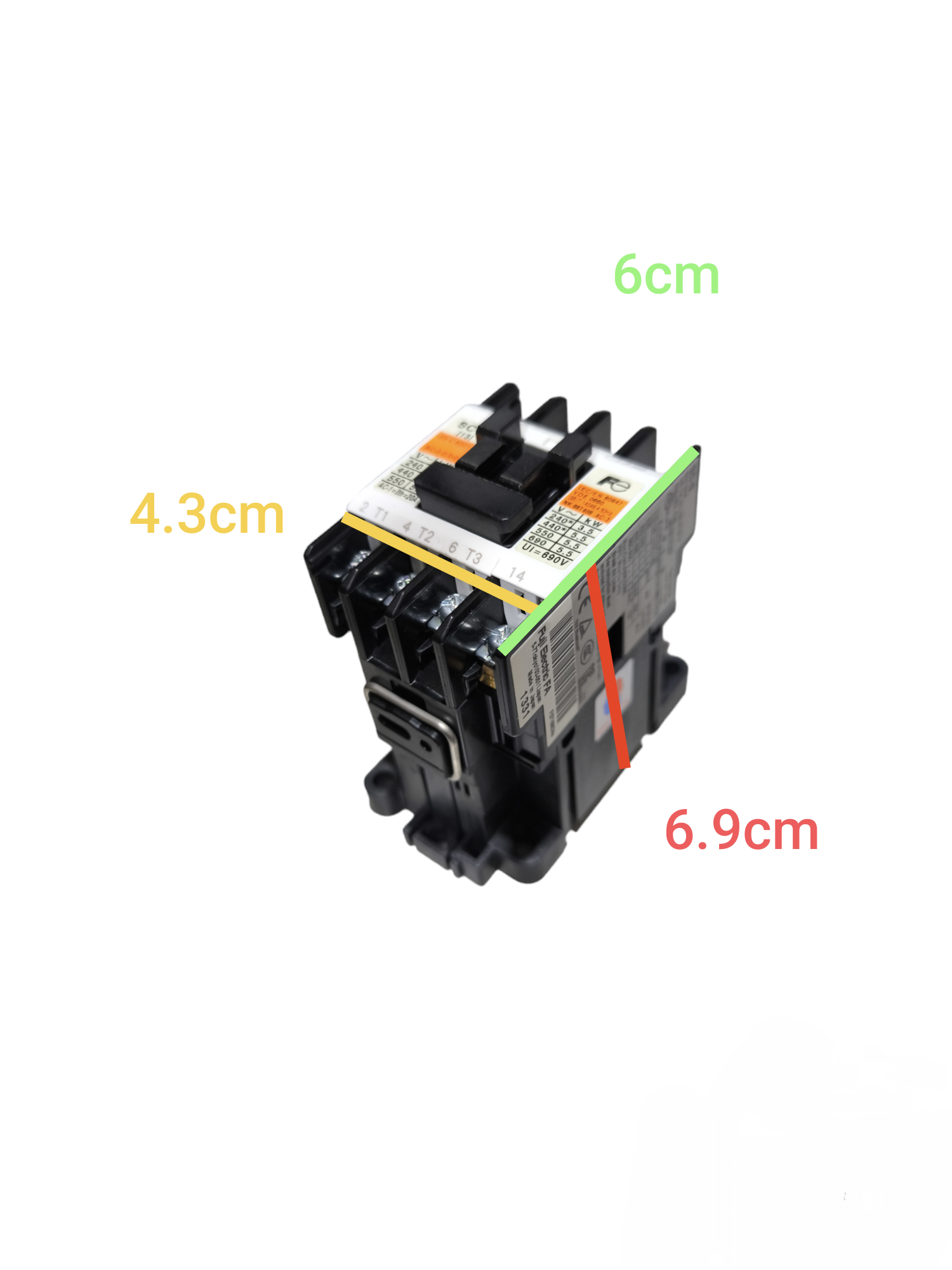 Fuji Magnetic Contactor SC-0 20A with black casing and labeled dimensions for electrical power control