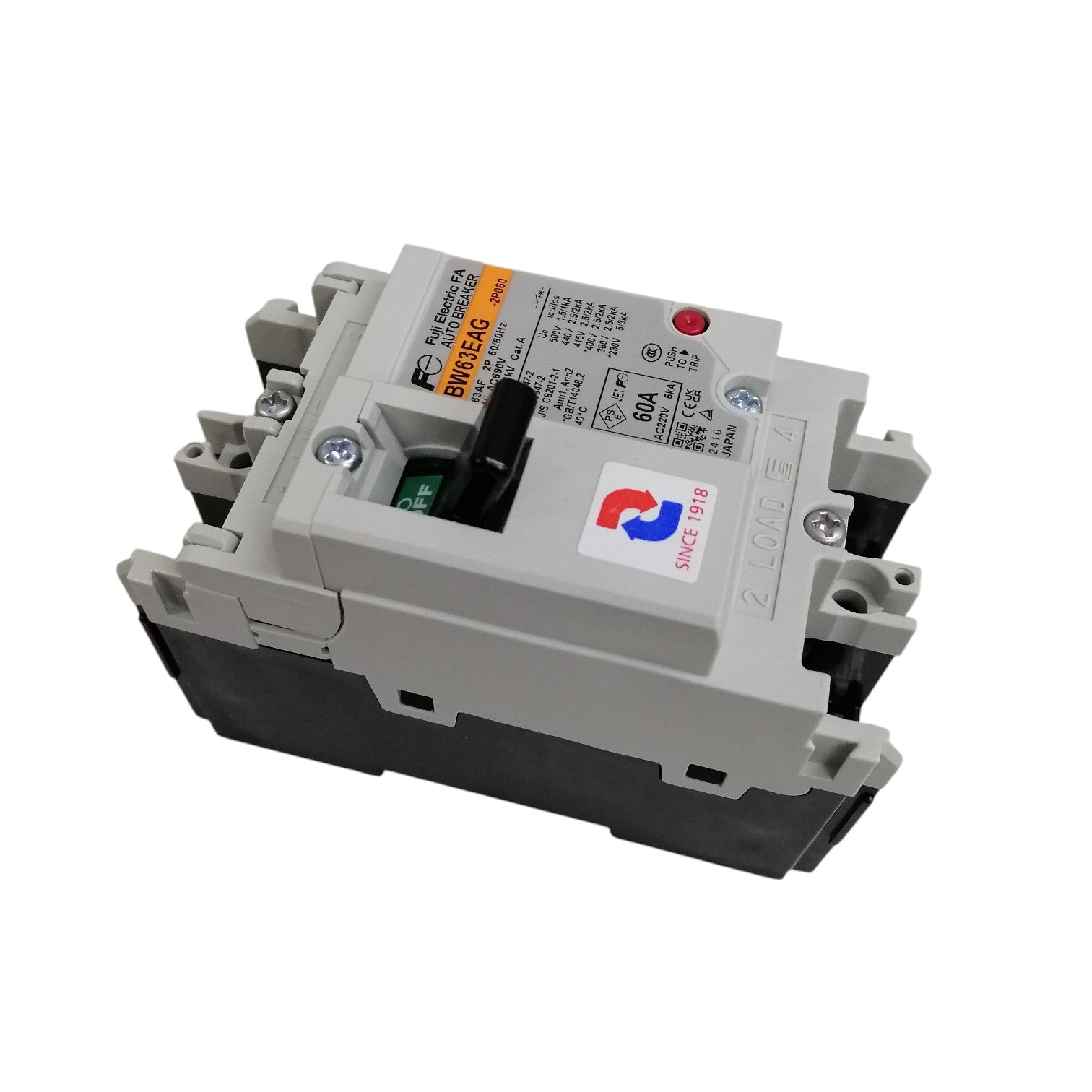 Fuji MCCB Molded Case Circuit Breaker BW63EAG-CE 60A 2Pole with Compact Design for Efficient Electrical Protection