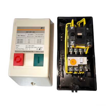 Fuji motor magnetic starter 3 phase with control buttons and internal wiring for motor applications