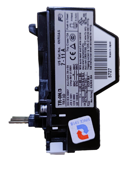 Fuji Thermal Overload Relay TR-0N with wiring terminals for electrical circuit protection