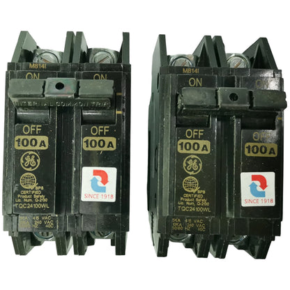 GE 100A Circuit Breaker 2 Pole TQC24100WL with dual switches for electrical safety and protection