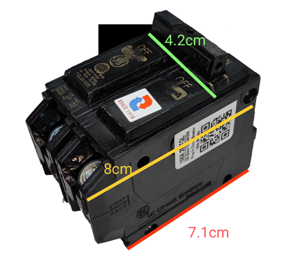 GE 100A circuit breaker TQL 10KAIC with clear labeling and compact size for electrical systems