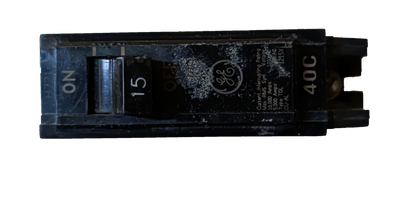 15 amp 220V circuit breaker GE black switch with Electx Electrical Supply branding