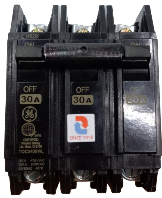 GE 30A 3 Pole Circuit Breaker Bolt-on black molded case three pole breaker for electrical panels