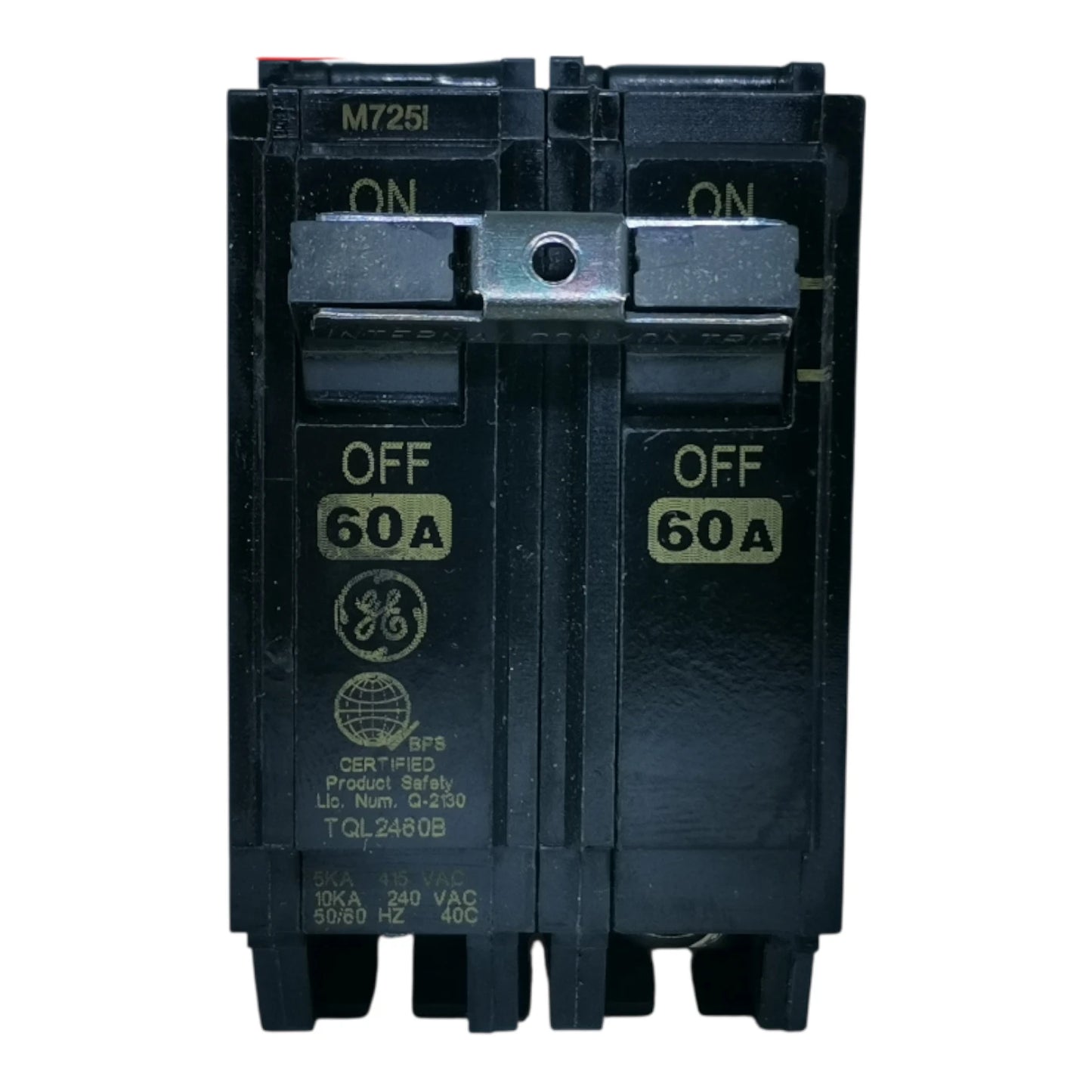 GE 60A Circuit Breaker 2 Pole Single Phase with clear on-off indicators and durable construction