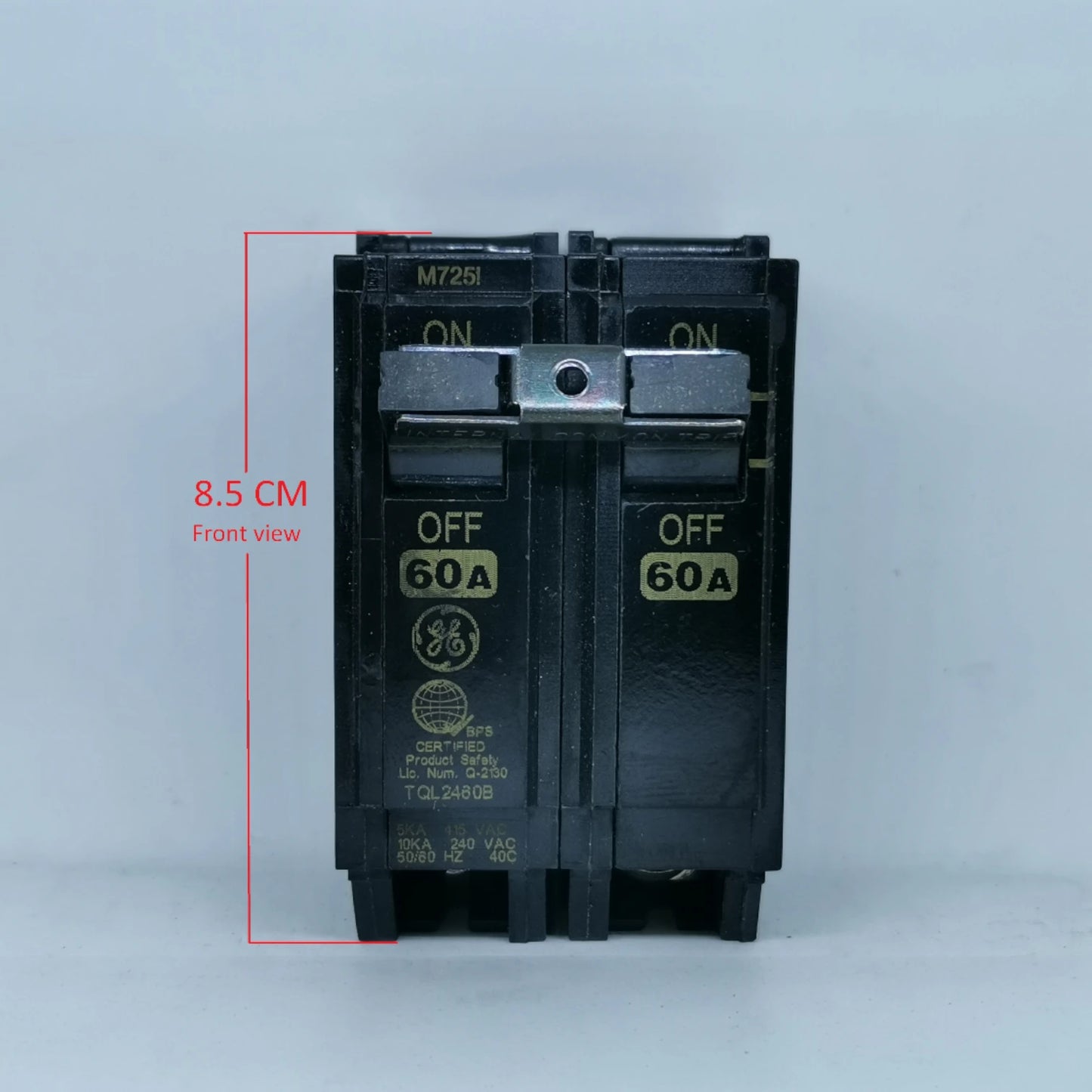 GE 60A Circuit Breaker 2 Pole Single Phase with clear on and off indicators