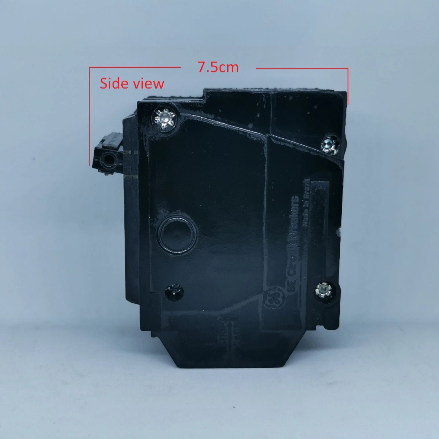 GE 60A Circuit Breaker 2 Pole Single Phase shown from side view with clear detailing