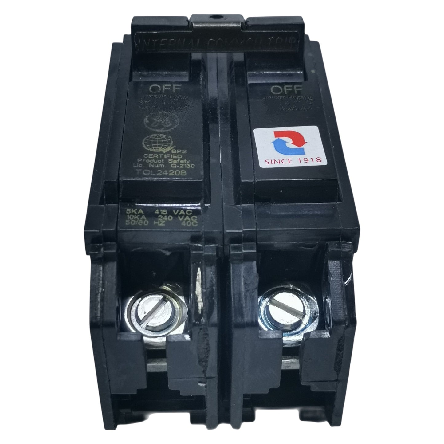 ABB 70A Circuit Breaker 2 Pole Single Phase with dual toggle switches for electrical safety