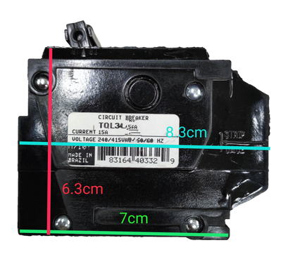 GE circuit breaker 15 amp 3 pole with specifications visible, ideal for electrical systems.
