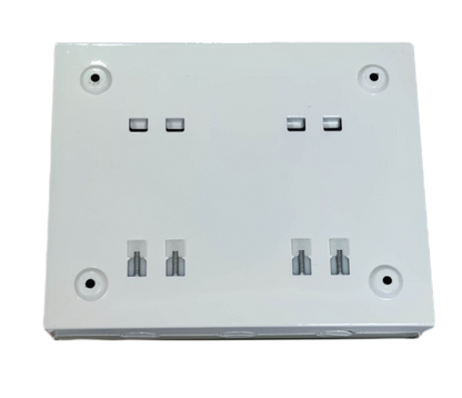 White GE Koten electrical switchgear panel with mounting holes and connection terminals