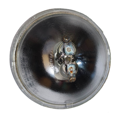 GE sealed beam 12V 30W spotlight with a clear glass cover and dual connection points