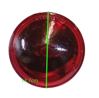 GE sealed beam 12V 30W spotlight with a red lens measuring 14.7 cm in diameter