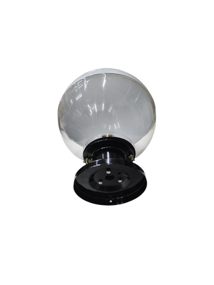 Amco 10 inch globe lamp post fixture with clear globe and black mounting base for outdoor lighting