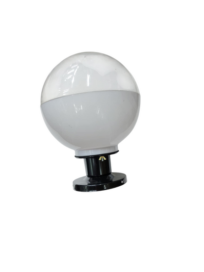 Amco 10 inch globe lamp post fixture with white globe and black mounting base for outdoor lighting
