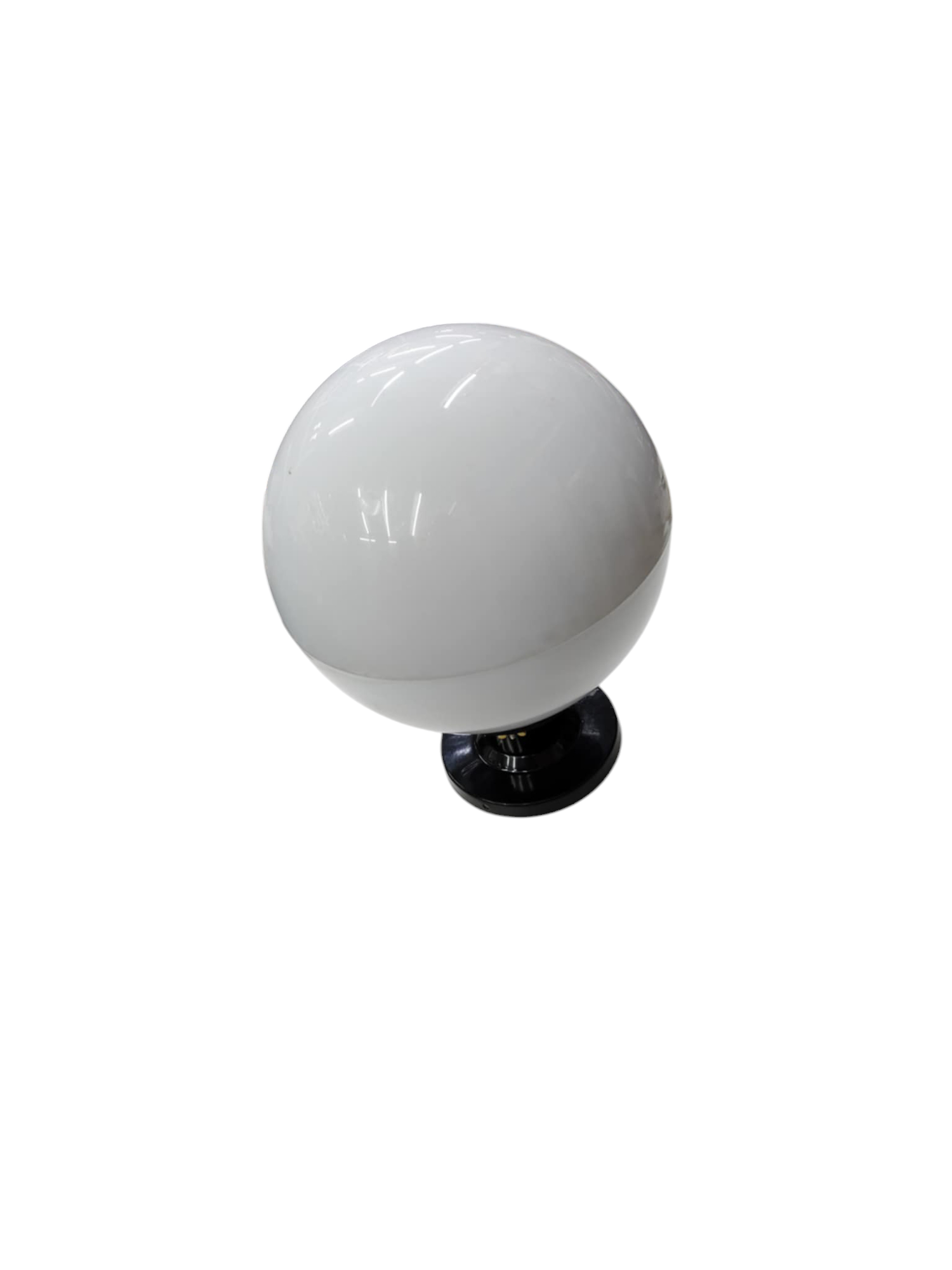 Amco 10 inch globe lamp post fixture with white spherical globe and black base for outdoor lighting