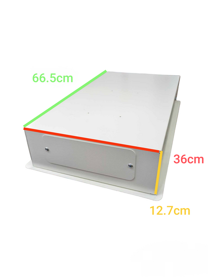 Koten 12 branch circuit breaker panel with dimensions 66.5cm by 36cm by 12.7cm in white metal casing