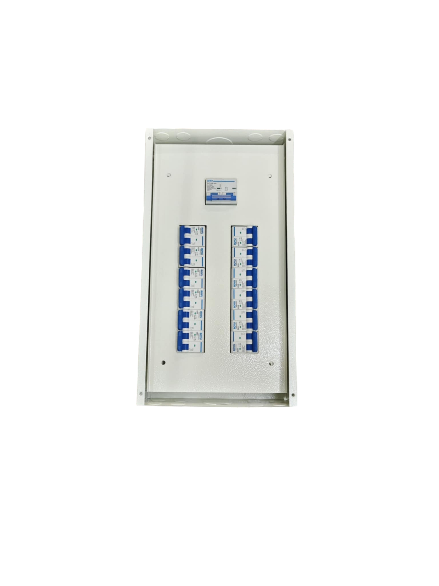 125A 2 pole panel board with multiple circuit breakers from Chint Koten and Royu electrical circuitry parts